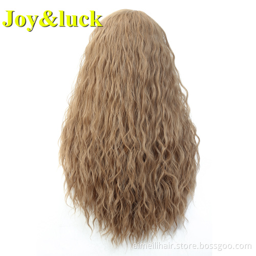 Lace Front Wholesale Prices Wigs For Women Daily Side Part Long Water Wave Blonde Color Soft Natural Curly Synthetic Lace Wigs